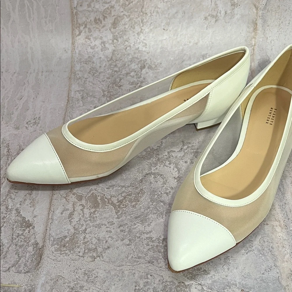 Barney's New York White Pointed-Toe Mesh Flats - 39.5
